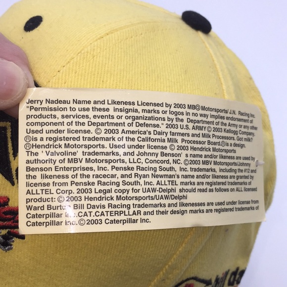 Caterpillar Cat Racing 22 Nascar Hat Baseball Cap Visor Yellow Black - Picture 10 of 15